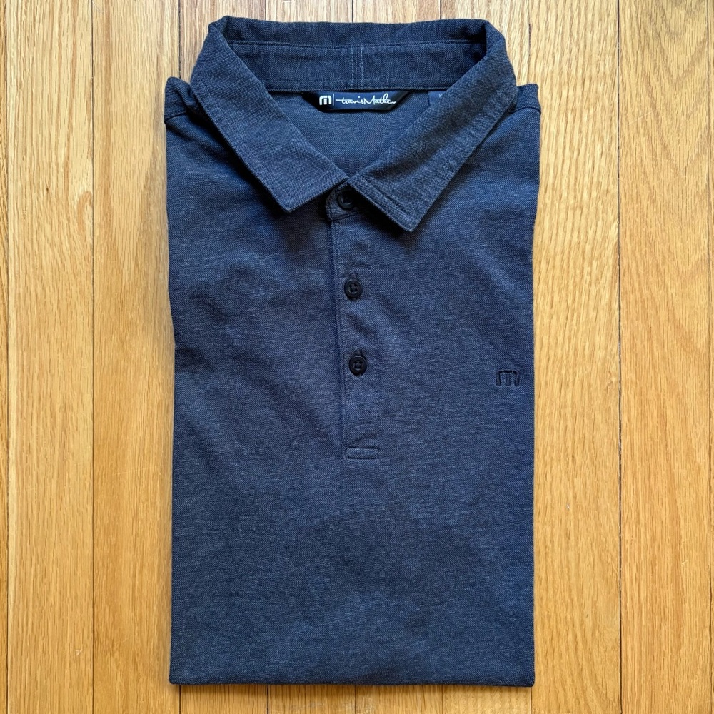 Travis Mathew Mens Short Sleeve Performance Polo Shirt Large Dark Gray Solid